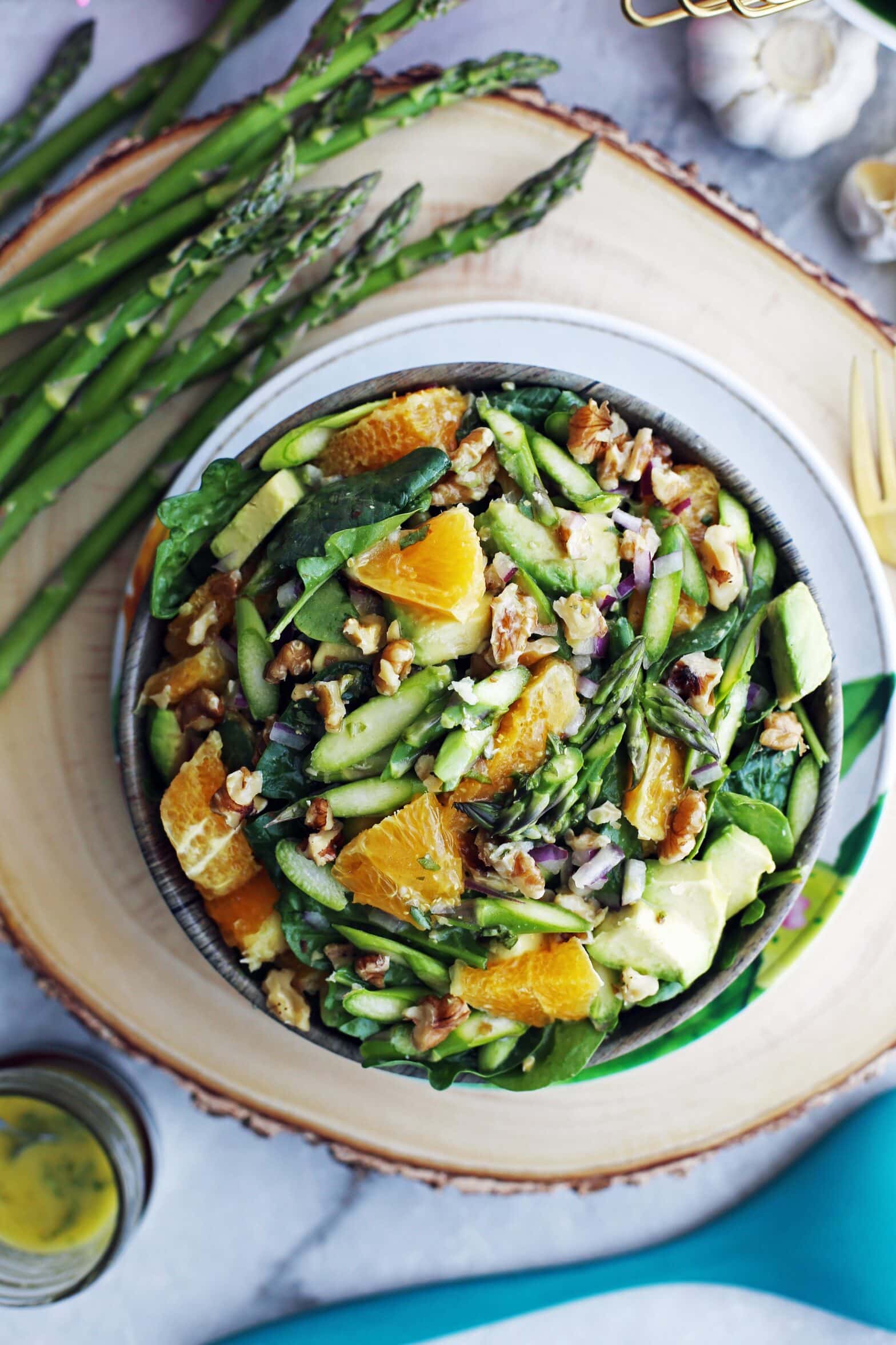 Asparagus Orange Spinach Salad With Basil Lemon Vinaigrette - Yay! For Food