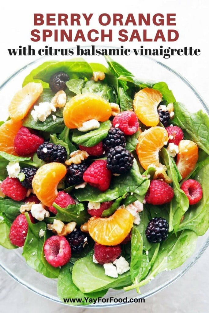 Berry Orange Spinach Salad with Citrus Balsamic Vinaigrette - Yay! For Food