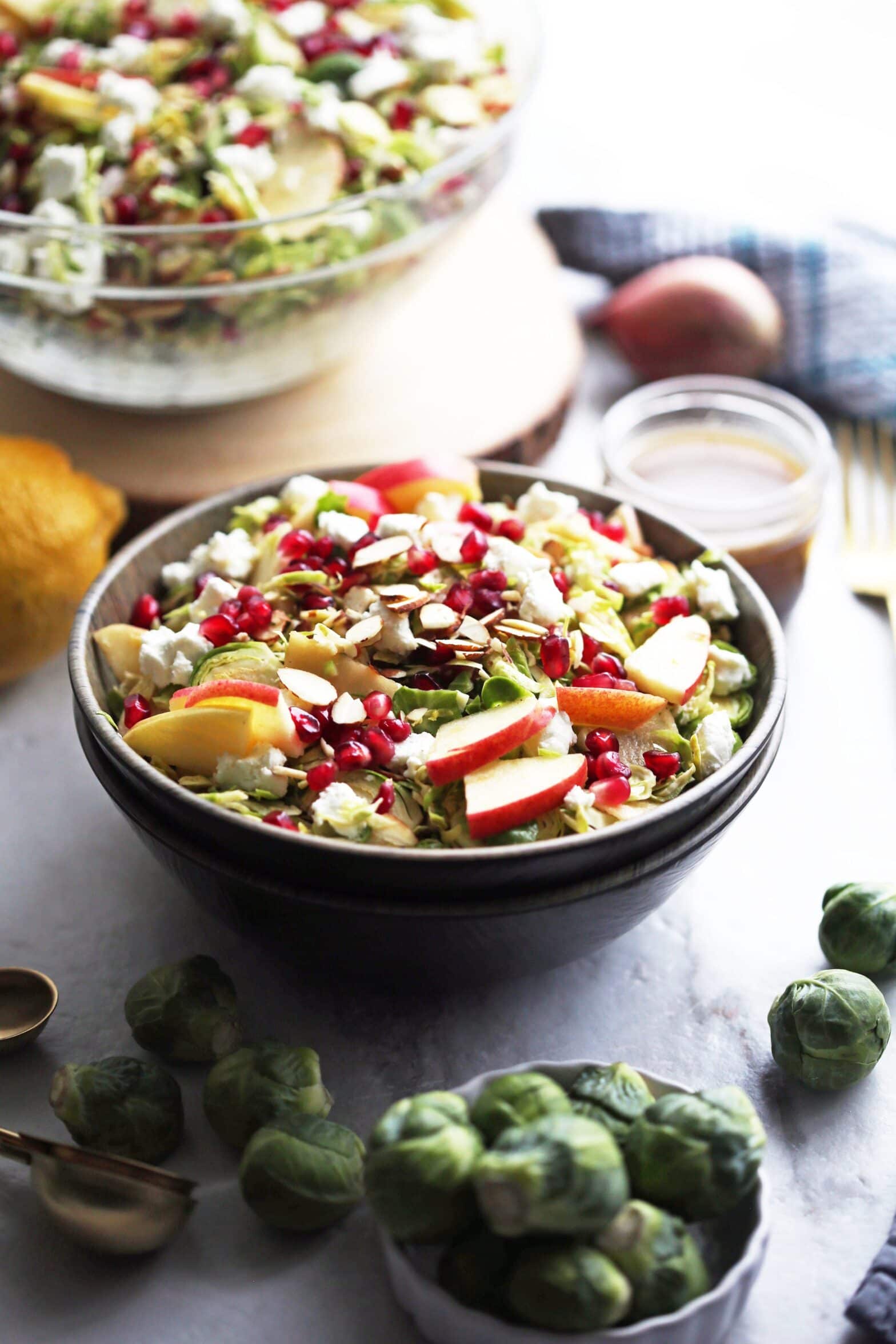 Shaved Brussels Sprouts And Pomegranate Salad With Lemon Balsamic Vinaigrette Yay For Food 3085