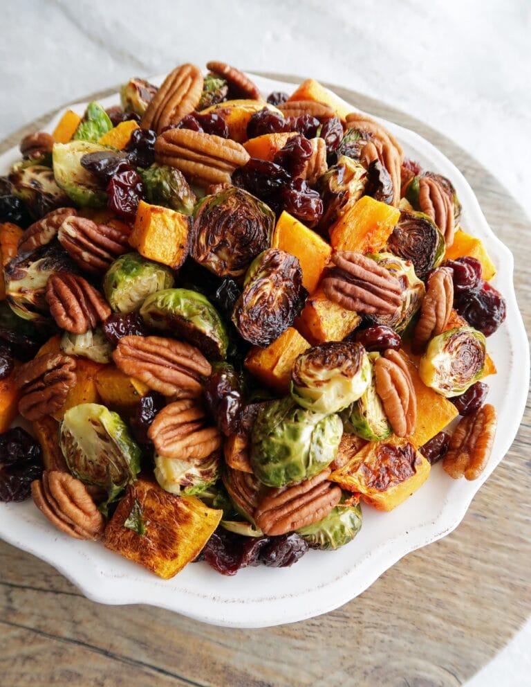 Roasted Butternut Squash and Brussels Sprouts with Pecans and Dried ...