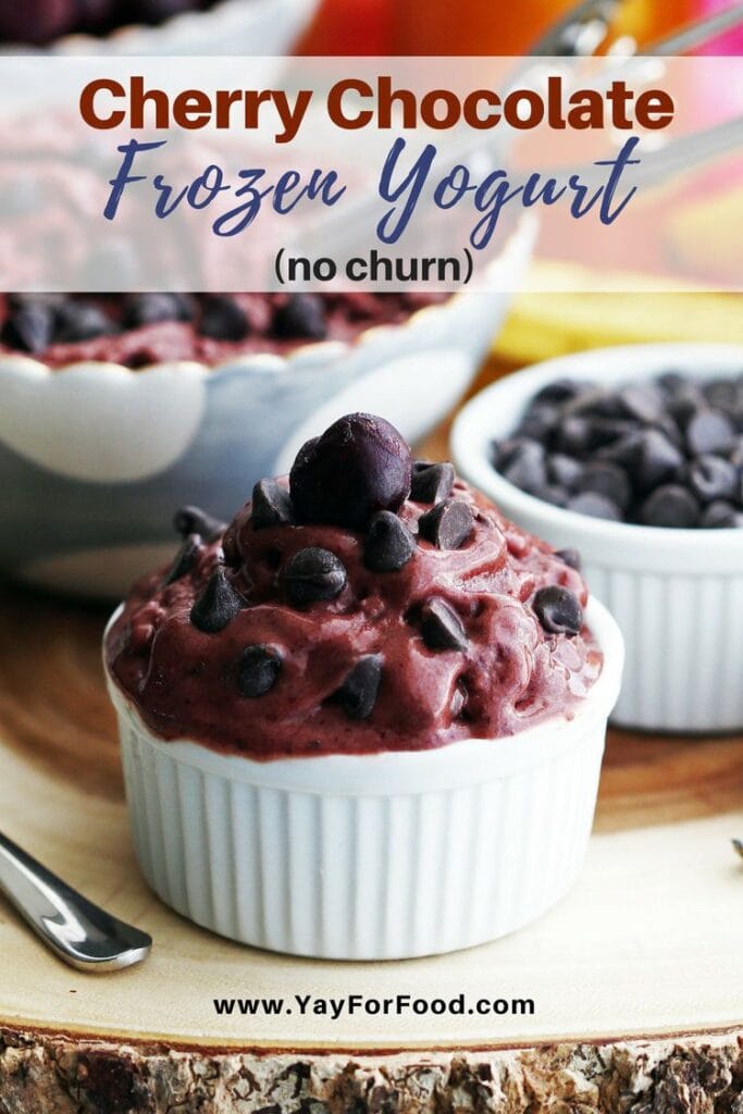 Cherry Chocolate Frozen Yogurt (No Churn) Yay! For Food