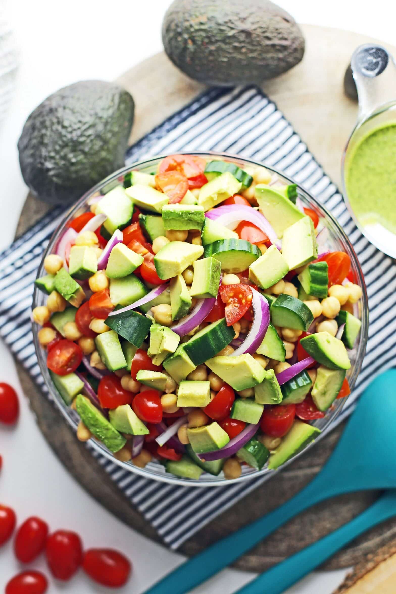 Chickpea Cucumber Avocado Salad with Parsley Dressing - Yay! For Food