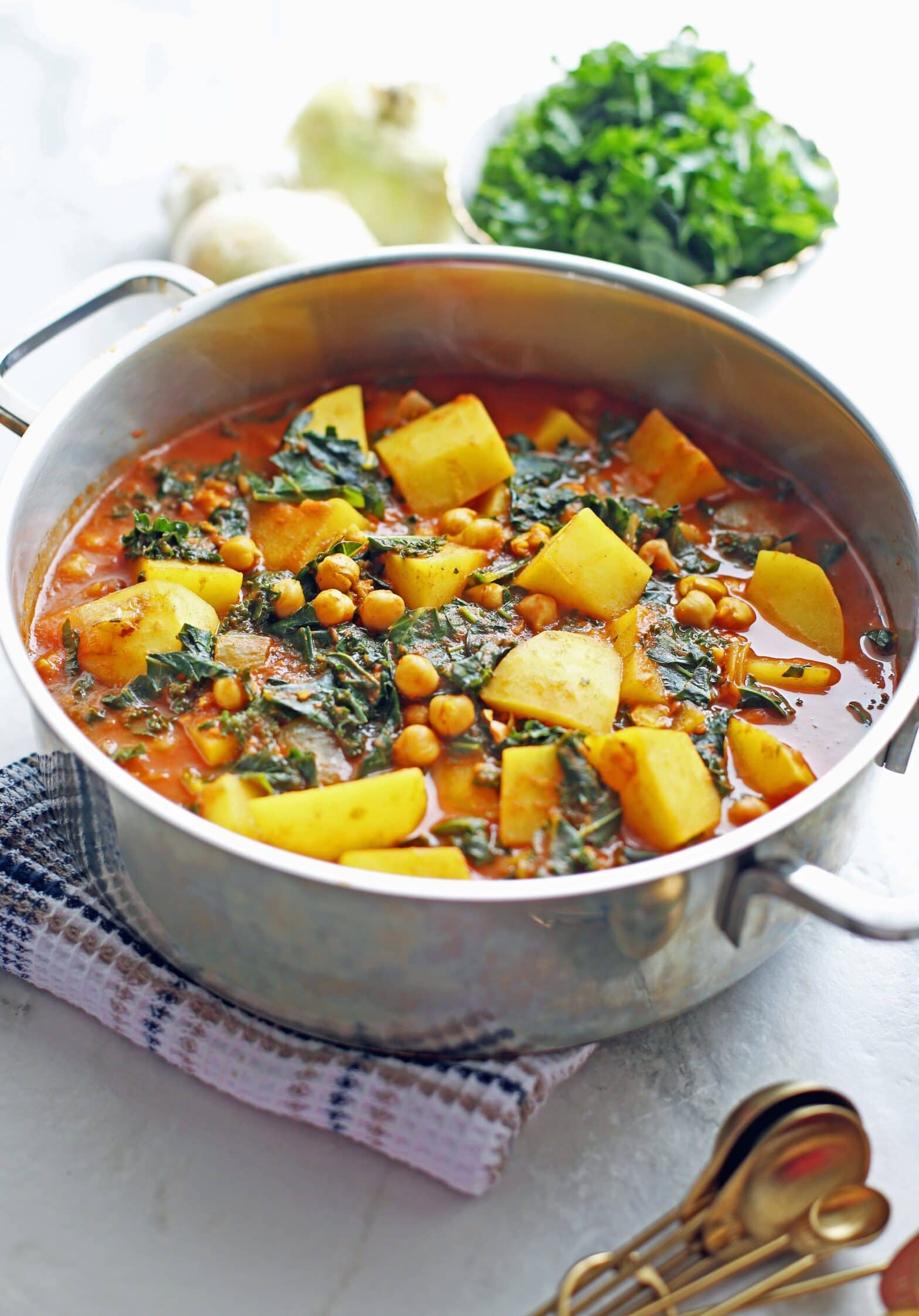 Spicy Chickpea Kale And Potato Curry Yay For Food