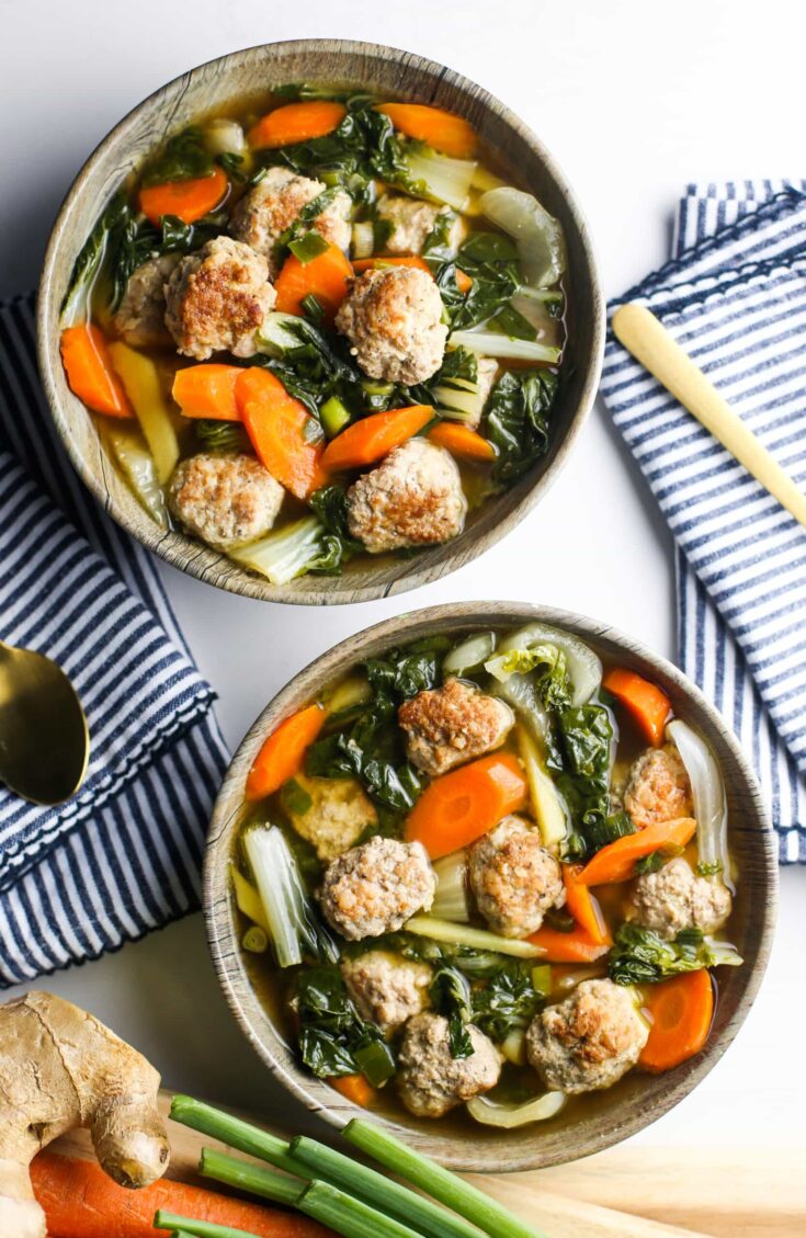 Ginger Pork Meatball Soup With Bok Choy Yay For Food