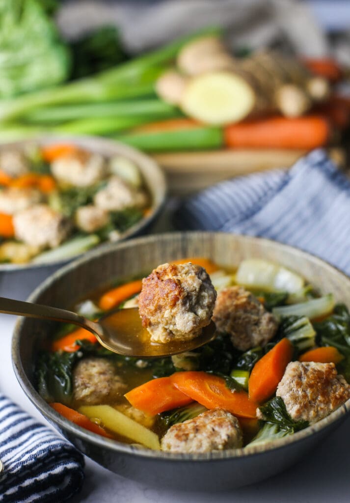 Ginger Pork Meatball Soup with Bok Choy - Yay! For Food