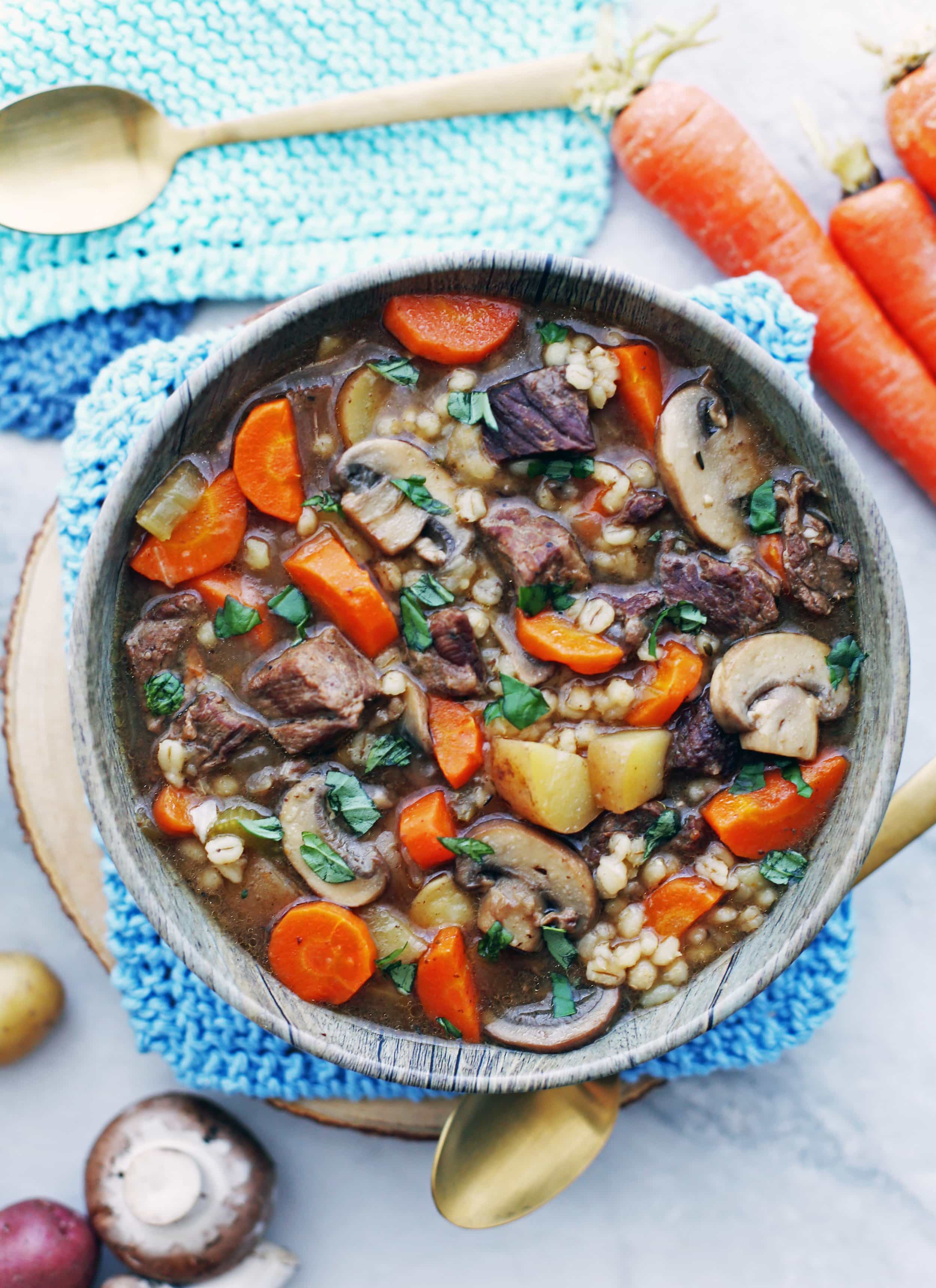 Instant Pot Beef Barley and Mushroom Soup - Yay! For Food