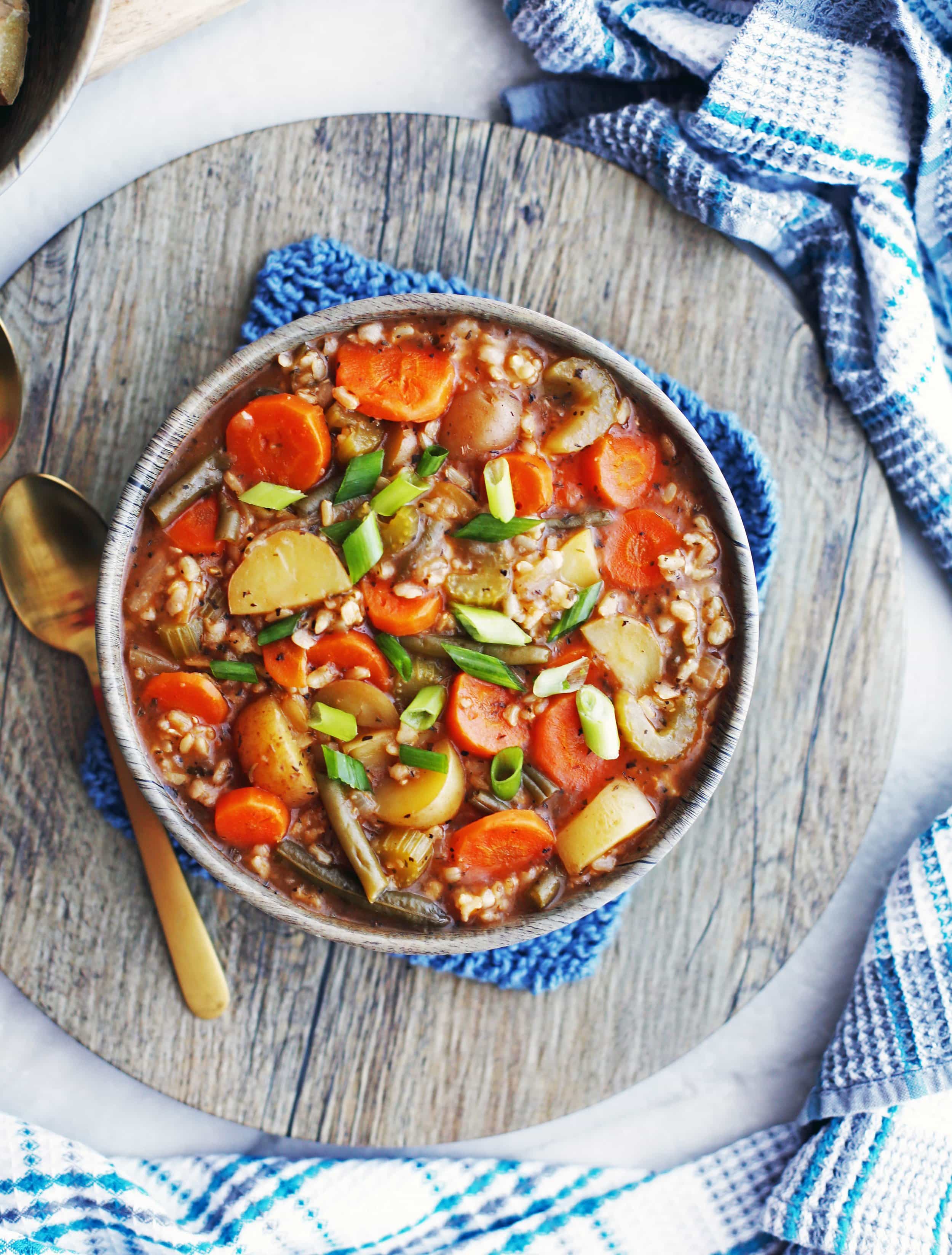 Instant Pot Hearty Vegetable and Brown Rice Soup - Yay! For Food