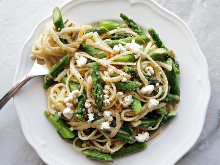 Lemon Feta Linguine with Garlic Asparagus - Yay! For Food