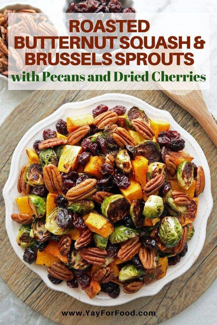 Roasted Butternut Squash and Brussels Sprouts with Pecans and Dried ...