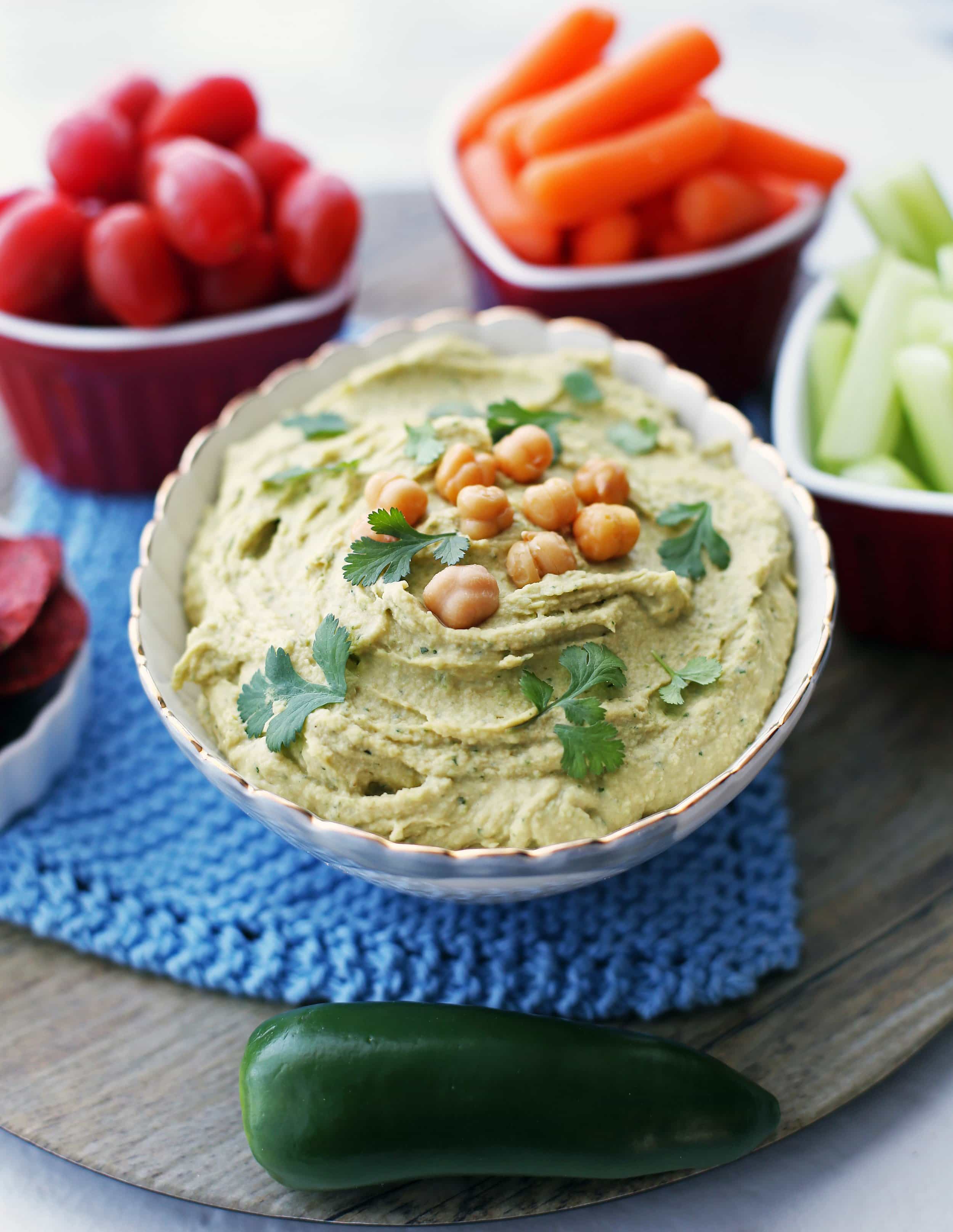 Creamy Roasted Jalapeño Cilantro Hummus Yay For Food 8935