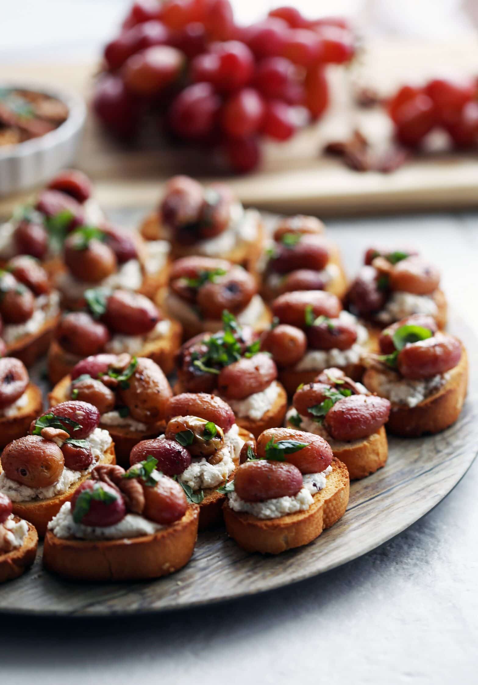 Balsamic Roasted Grape and Goat Cheese Crostini - Yay! For Food