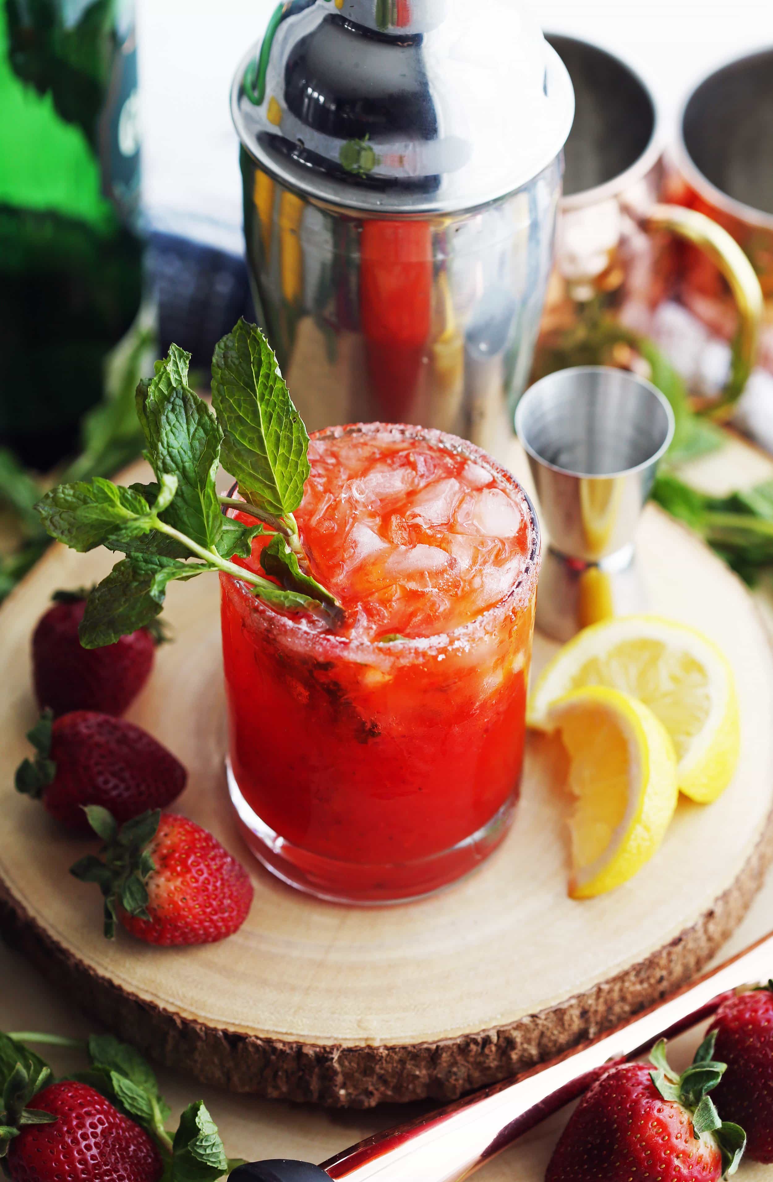 Mint Strawberry Whisky Smash Cocktail - Yay! For Food